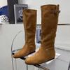 Модные балетки Женские высокие сапоги Замшевая дизайнерская обувь Модные сапоги до колена Женские зимние сапоги 2025 Новые Уютные Готические Челси Ботас Фемме Сапатос