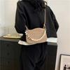 2025 Spring Fashion Versatile Commuter Pearl Chain Bag Solid Color Premium Ladies Crossbody Bag One Shoulder Saddle Bag