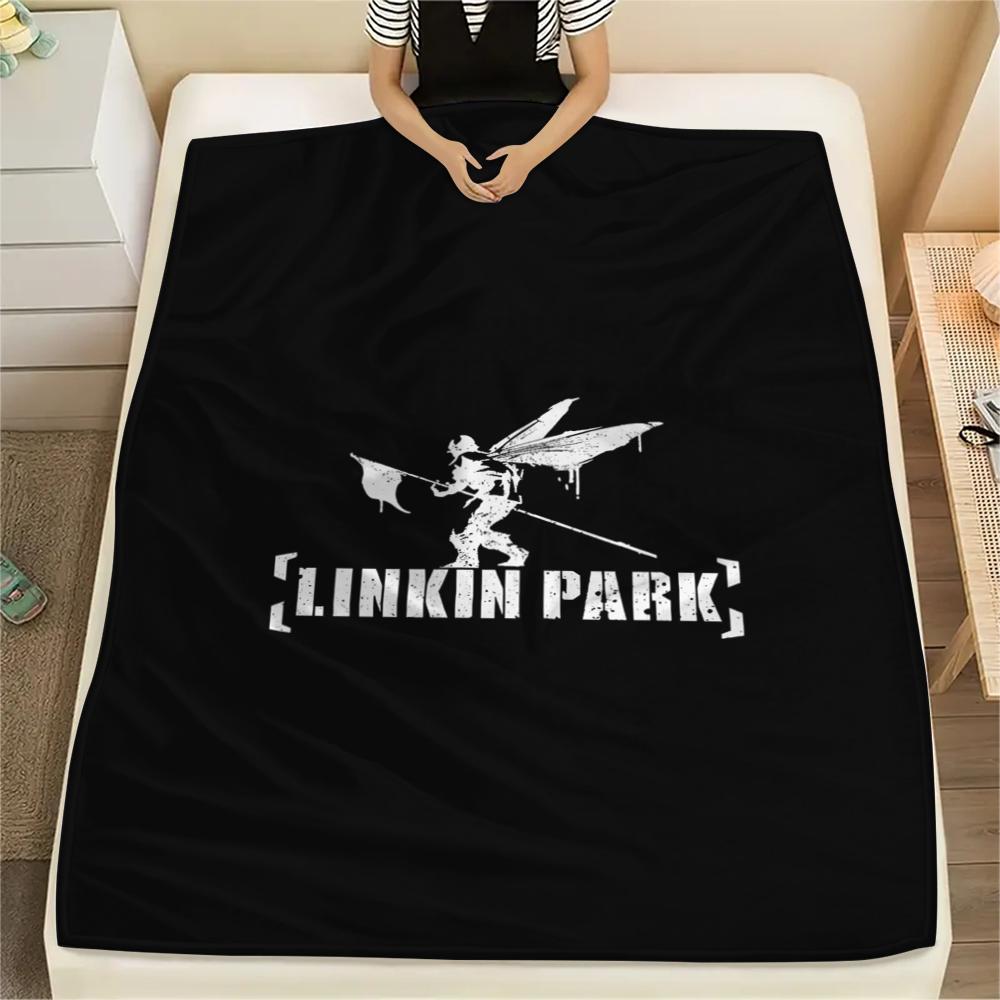 1PC Linkin Park Print Flannel Blanket, High quality Comfortable for All Seasons, Home Decor, Warmth and Comfort, Perfect for Christmas Gifts
