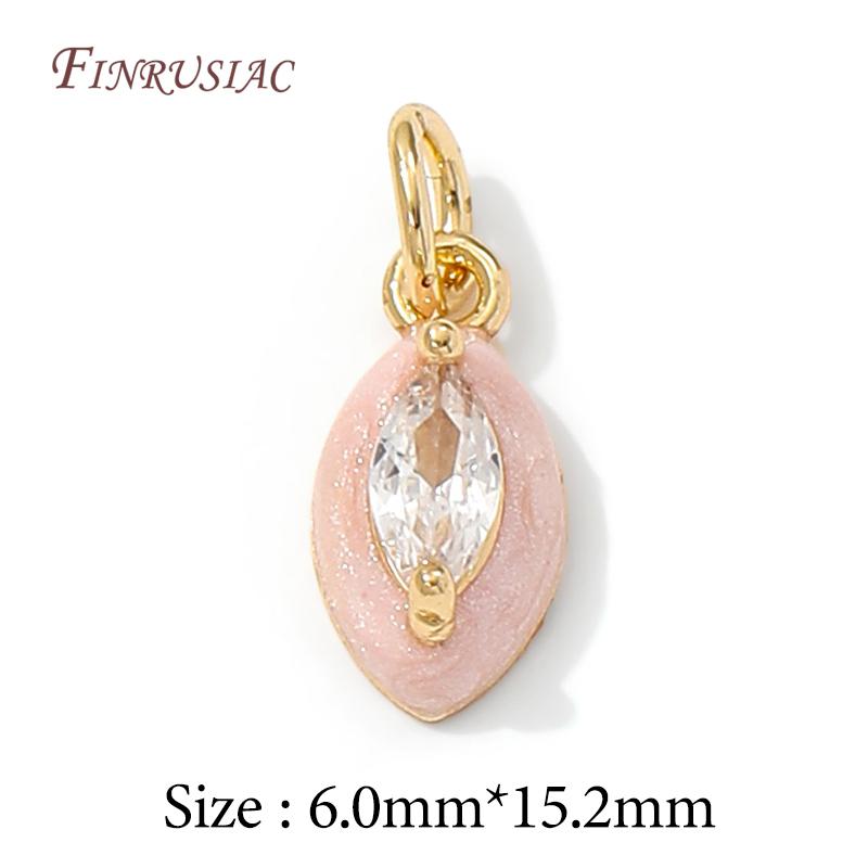 14K Gold Plated Enamel Charms with CZ Crystal,Heart Moon Pendant For DIY Jewelry Making,DIY Bracelet Necklace Earring Supplies