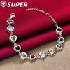 925 Sterling Silver Heart Inlaid With Multi-color AAA Zircon Bracelet Jewelry