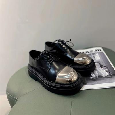 Прибытие Женщины Утюг толстая подошва увеличенные Шнуровка Повседневные Платформы Кожа Толстые Каблуки Весенняя Обувь Женщина Зрелая Лаконичная