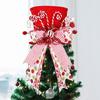 Foldable Christmas Tree Topper Hat with Candy and Bow for Festive Holiday Decor