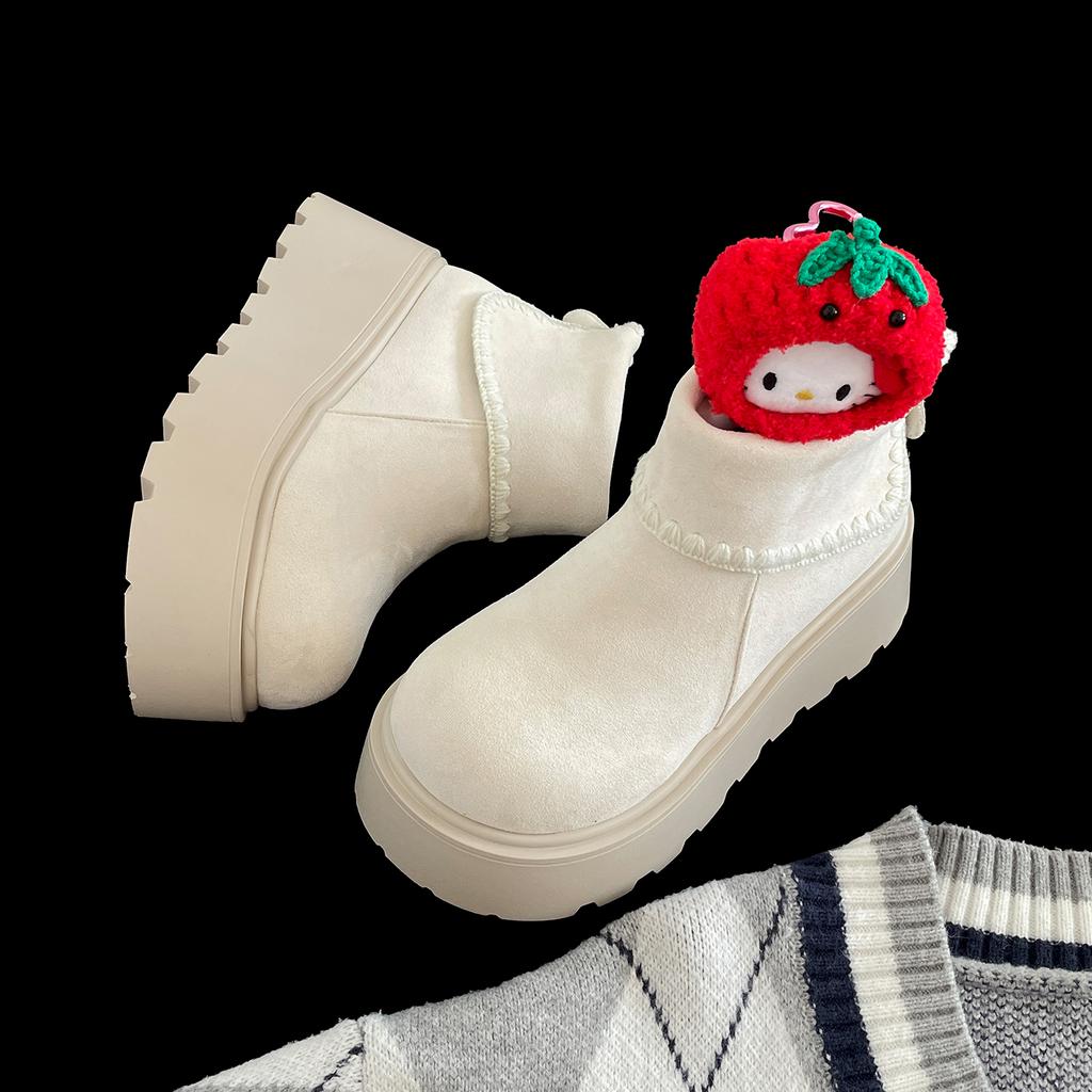 Зимние массивные туфли на платформе Женские зимние ботинки Обувь для увеличения роста Уличный стиль Теплые хлопковые короткие ботильоны Обувь Mujer