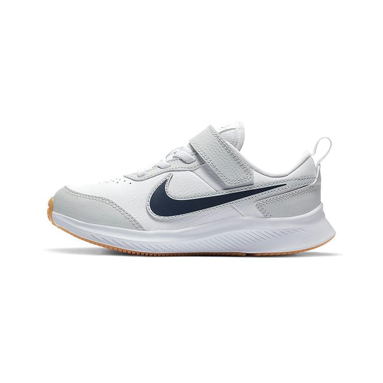Nike Спортивные повседневные кроссовки на липучках с кожаными вставками, низкие, серый/черный, для детей 3-7 лет, CN9393-100