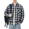 High Street Cotton Plaid Shirt Men's Layered Long Sleeve Jacket
