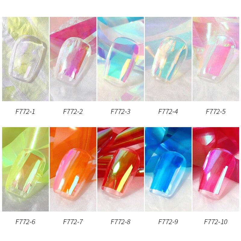 1 Box Aurora Nails Foil Film Sticker Cellophane Paper Korean Nail Glass Foils Trend Design Ice Cube Manicure Nail DIY Decoration