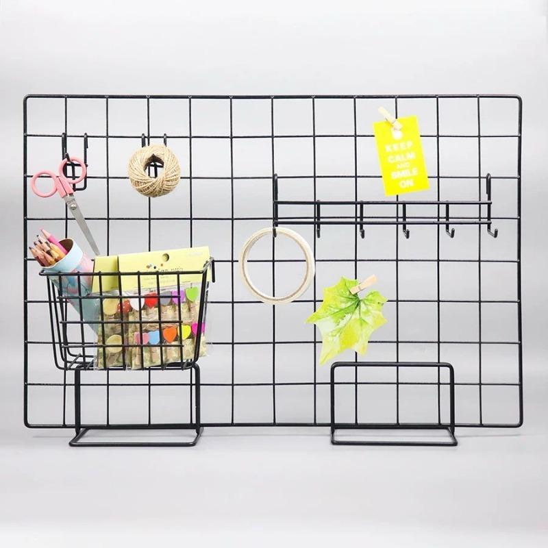 Grid Wall Decoration DIY Hanging Rack Photo Frame Postcards Wall Display Art Storage Basket Home Decor Accessories Storage Rack