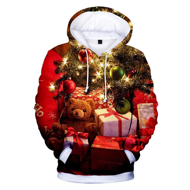 New In Hoodies & Sweatshirts Santa Claus Hoodies For Men New Year Gift Christmas Snowman Print Sweatshirts Top Oversized Clothes