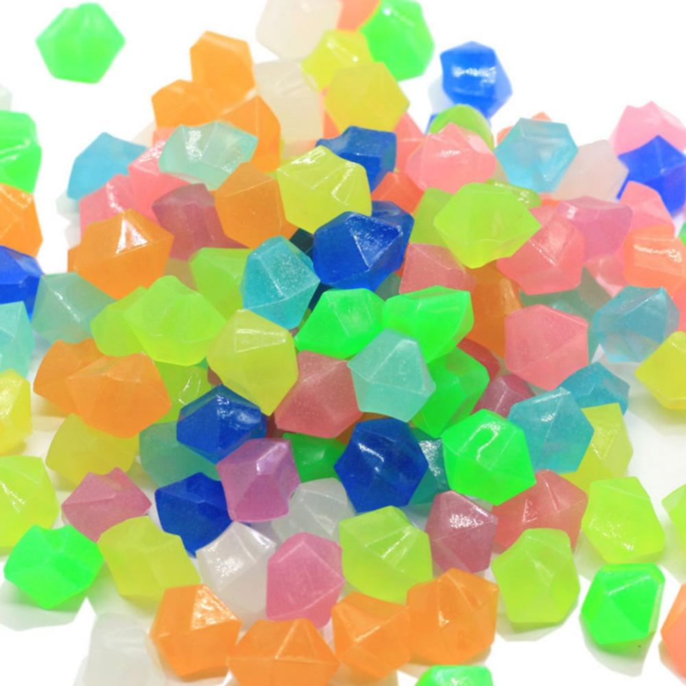 500PCS Luminous Stone Fish Tank Aquarium Landscaping Luminous Stone, Diamond Shaped Colorful Glowing Stones, Outdoor Decoration