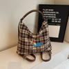 Новая популярная ретро клетчатая модная сумка подмышкой женская корейская клетчатая сумка-тоут милый щенок двойная женская сумка через плечо