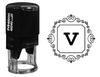 Printtoo Square Swirl Border Self Inking R-40 V Alphabet Monogram Initial Rubber Stamp Office