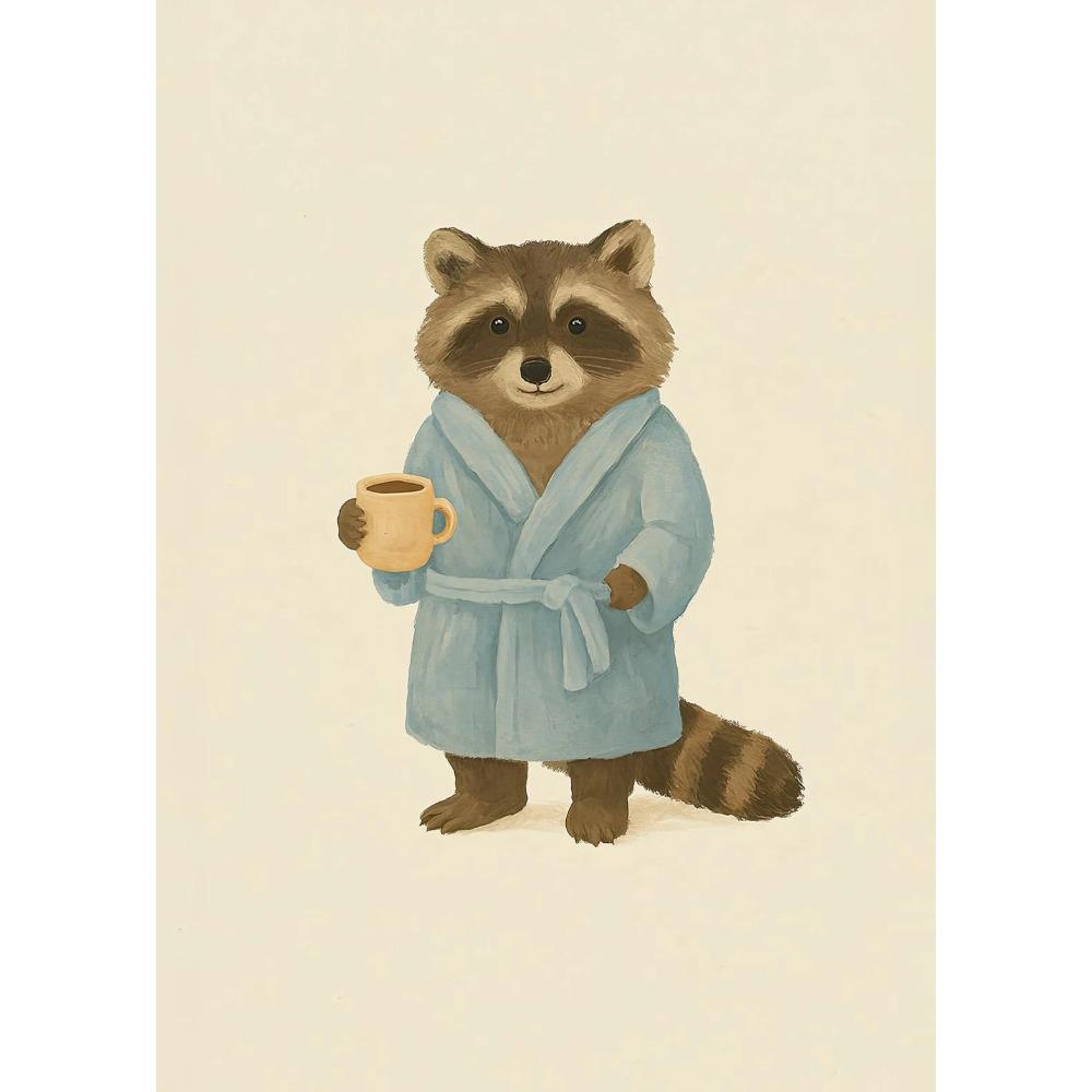 Funny Otter Toilet Paper Duck Reading on Toilet Poster Raccoon Animal Wall Art Bathroom Canvas Painting Print Nursery Home Decor