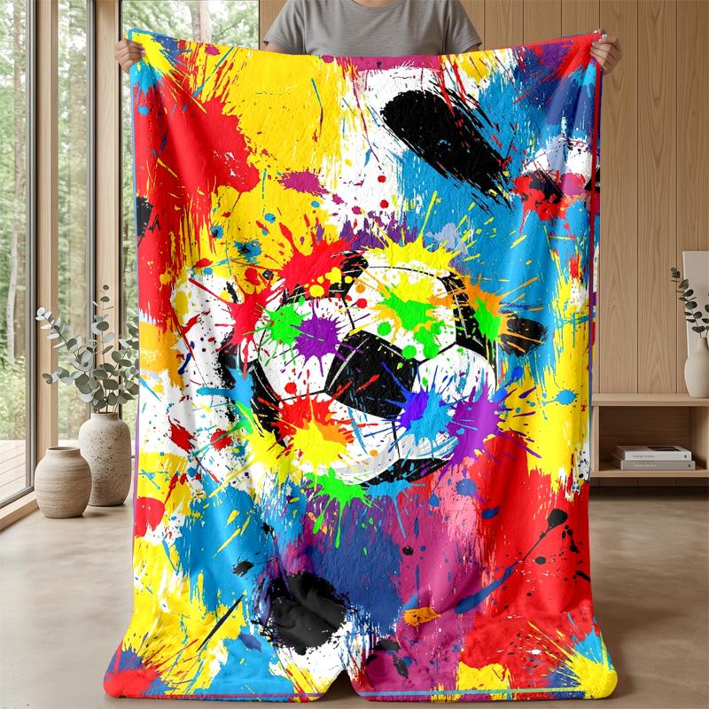 Soccer Ball Splash Art 14 Theme blanket Lightweight Warm Flannel Blanket Decorative Throw Blanket for Home Decoration