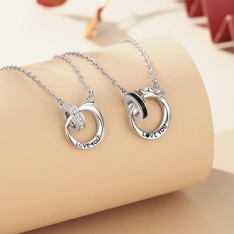 Оригинальное парное ожерелье «Дракон и Феникс» Chengxiang, нишевый дизайн, цепочка для ключицы, двойное кольцо, подвеска, ювелирное изделие