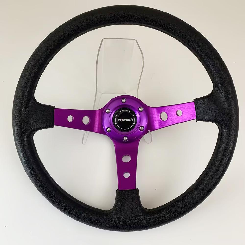 Tiypeor Universal PU Material 14inch 350mm Electroplating Bracket Steering Wheel for Car Volante