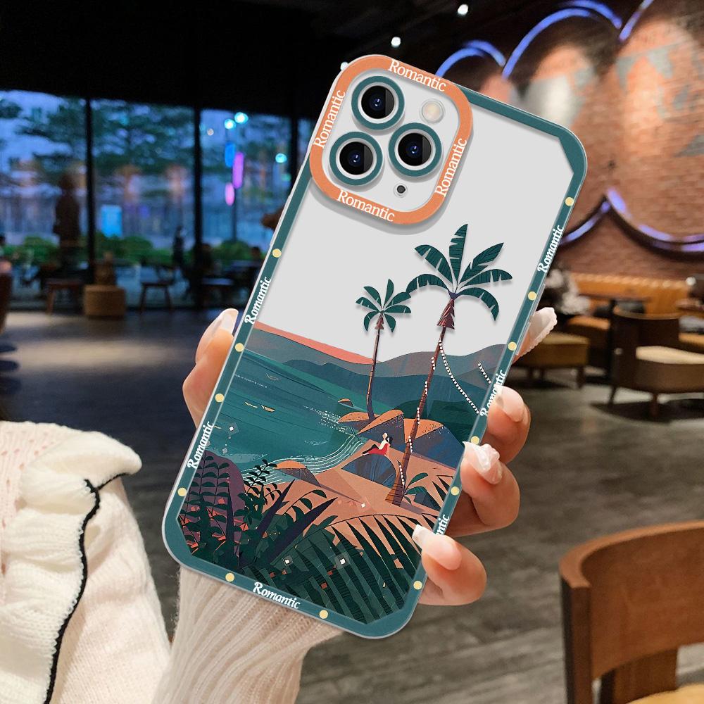 Прозрачный чехол для телефона с пейзажем для iPhone 13 Pro, чехол для iPhone 14, 15 Pro Max, 11, 12 Pro XR, XS X, 7, 8, 13, 12 Mini SE, чехол с изображением аниме
