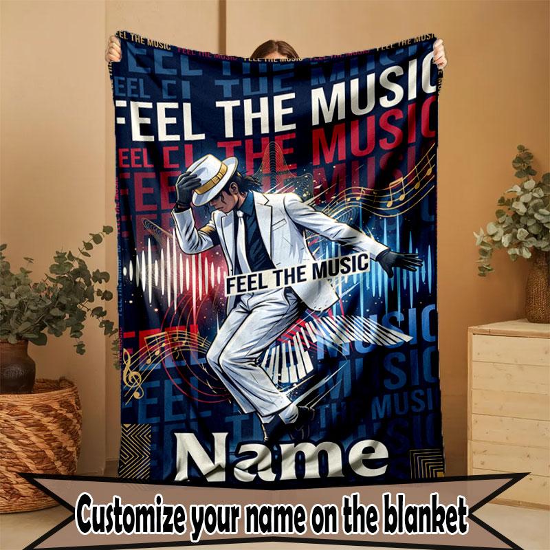 Custom Name Personalized Michael Jackson Print Blanket, Home Decor, Bedroom, Sofa, Camping, Couch, Gifts for Birthday Christmas
