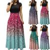 Summer Dresses For Women 2023 Fashion Casual Floral Print Round Neck Short-Sleeved Large Size Maxi Dresses