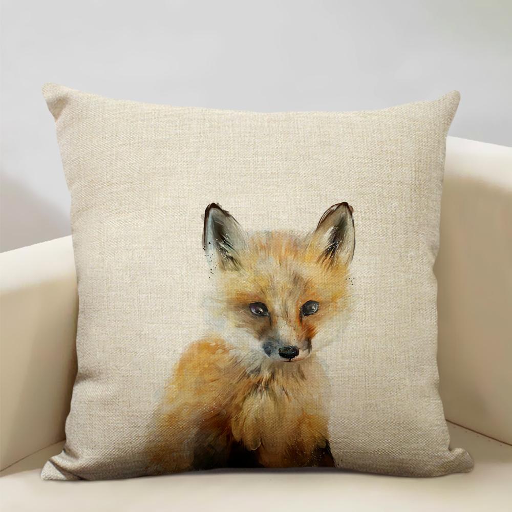 Портрет животного Медведь Лев Тигр Олень Наволочка Декор дома Льняная наволочка 45x45см Наволочка для диванной подушки Детский подарок