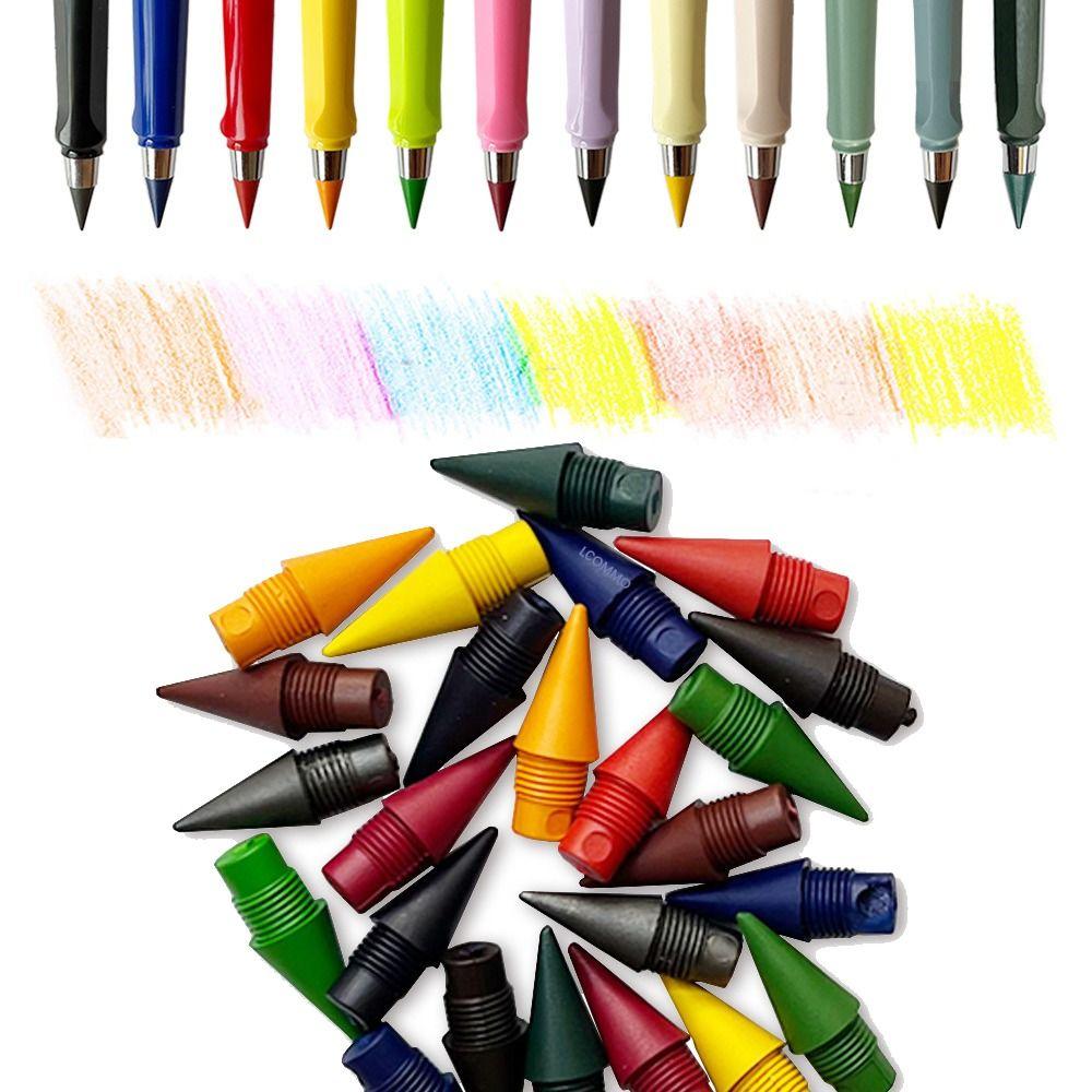 12pcs 12 Colors Eternal Pencil Nib Art Sketch Eternal Pencil Replacement Head Writing Accessories