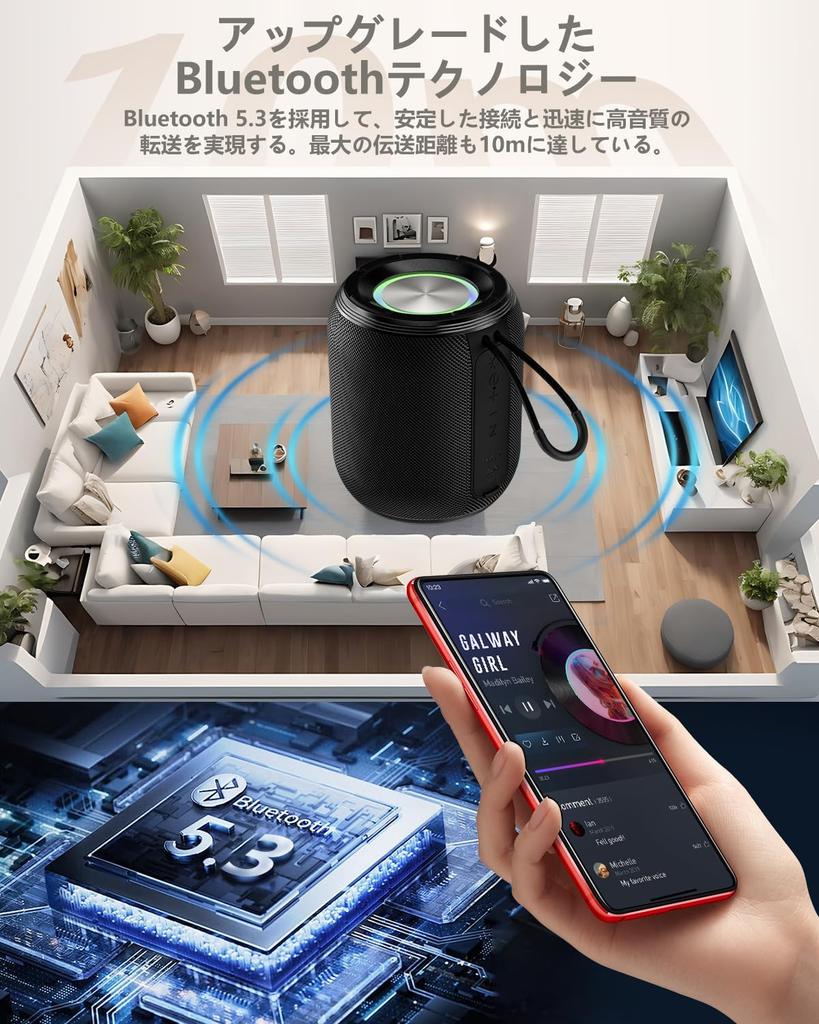 Outstanding Sound Vibrant Musical Bluetooth Portable Deep Bass Bluetooth LED Light Waterproof TWS Completely Compatible [2025 Quality, Notes] Speaker,