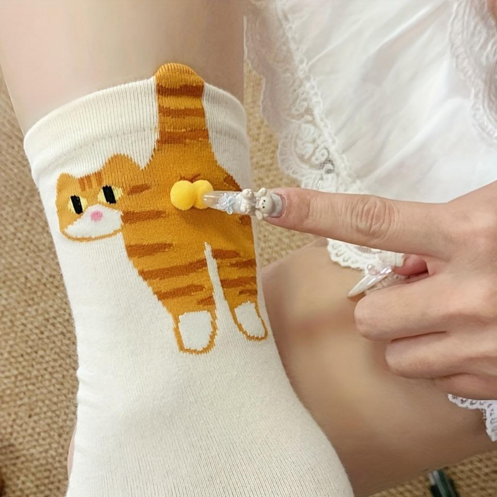 Абстрактные Трехмерные Носки с Кошачьим Яйцом с Милыми и Причудливыми Гольфами - Удобные и Дышащие для Дома и Улицы, Подходят для Всех Сезонов