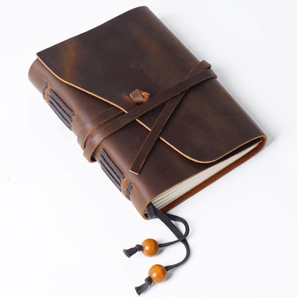 Retro Traveler's Genuine Cowhide Leather Loose-leaf Notebook - Magic Diary and Notepad