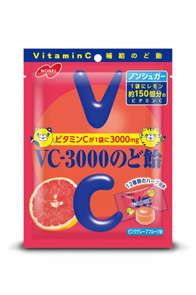 Ассорти из леденцов Nobel от боли в горле Со вкусом лимона Со вкусом муската Со вкусом грейпфрута Со вкусом витамина C Сравнение вкусов Коммерческое использование Пакетики VC3000 VC-3000 Без сахара