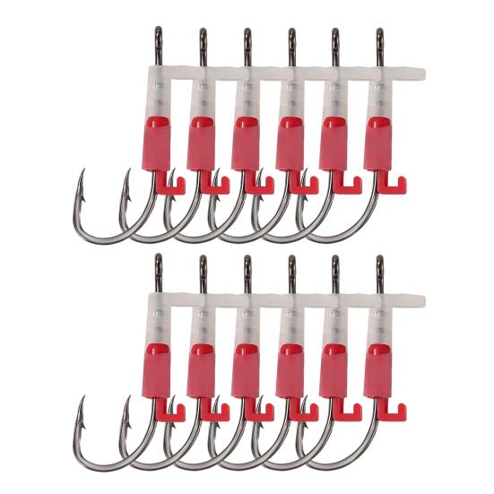 6/12Pcs Luminous Live Shrimp Fixing Hook Heavy Duty Steel Glow-in-the-dark Barbed Fishhook Freshwater Saltwater Catfish Bass Fishing Hook Fishing