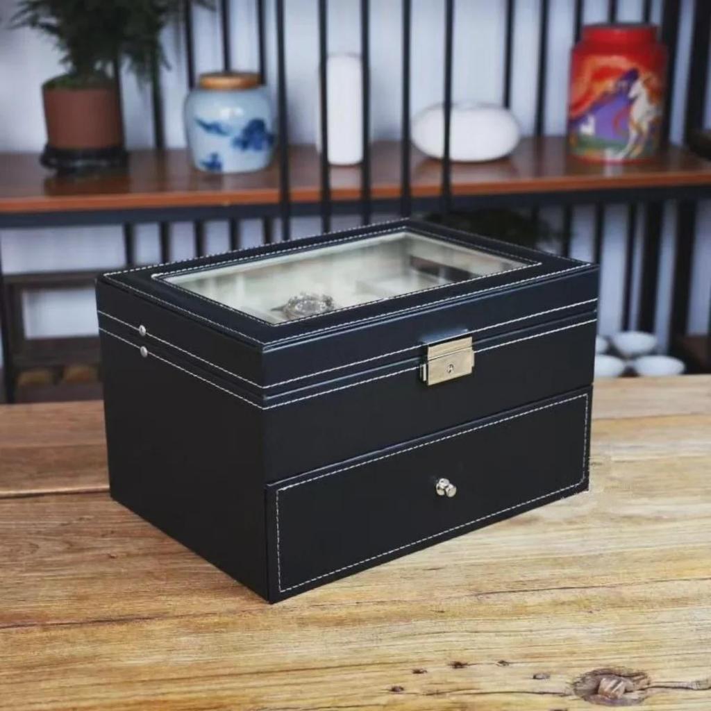 Коробка для хранения часов из двухслойного стекла с замком