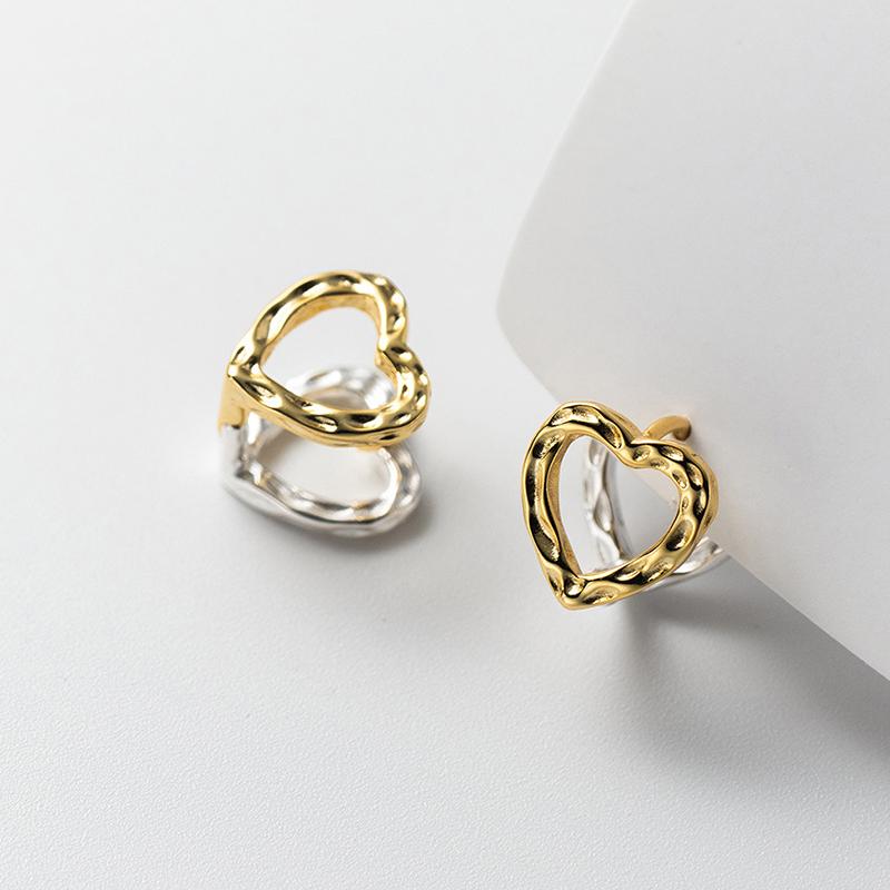 foxanry Серьги-гвоздики серебряного цвета для предотвращения аллергии для женщин, модные креативные полые серьги с сердечками и геометрическими геометрическими украшениями ручной работы, вечерние украшения