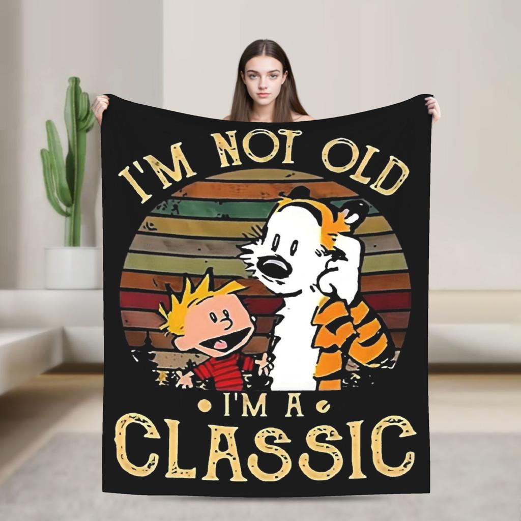 Airplane Travel Calvined and Hobbes Throw Blanket  Flannel Bedspread For Couch Chair Sofa Bed Novelty Sofa Bed Cover