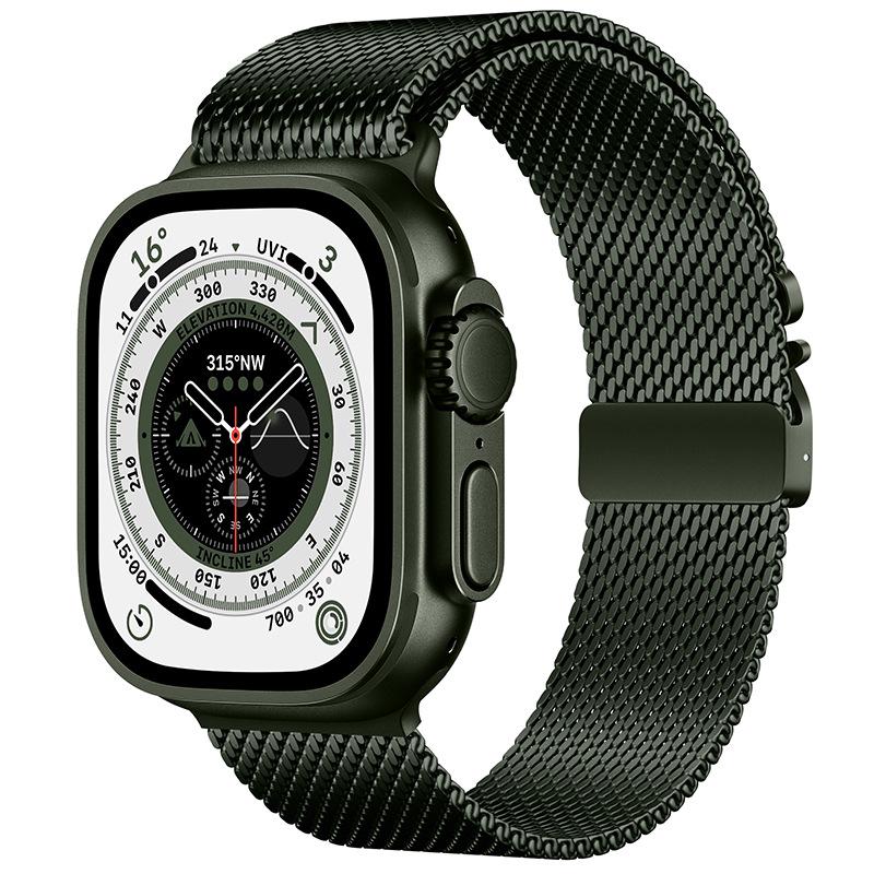 Совместимо с Apple Watch 11: Пряжка-парашют Миланский ремешок из нержавеющей стали, Металлический ремешок Ultra 3