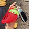 Eggplant Vegetable Keychain Carrot Car Keyring Cute PU Leather Bag Pendant  Girl/Boy