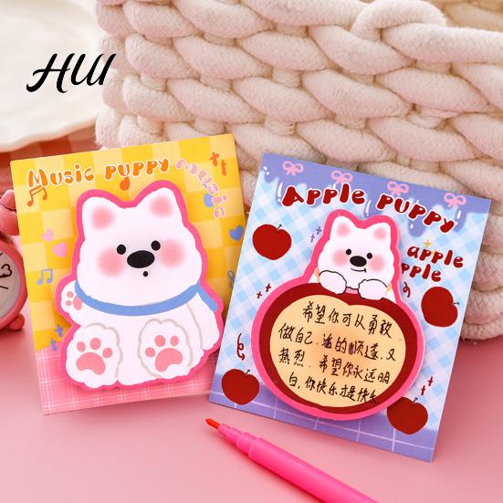 Cute Dog Shaped Notepads 4Pcs Cartoon Shape Note Pads Set Self-Adhesive Memo Eco-friendly Reusable Notes for Students Office Removable Reminders