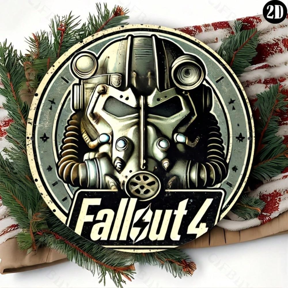 Fallout 4 Металлическая жестяная табличка Круглая 8x8 дюймов Винтажное искусство Настенный декор