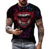 Terrifying Skull 3D Printed Short Sleeved T-shirt Summer Breathable Polyester Simple Round Neck Top