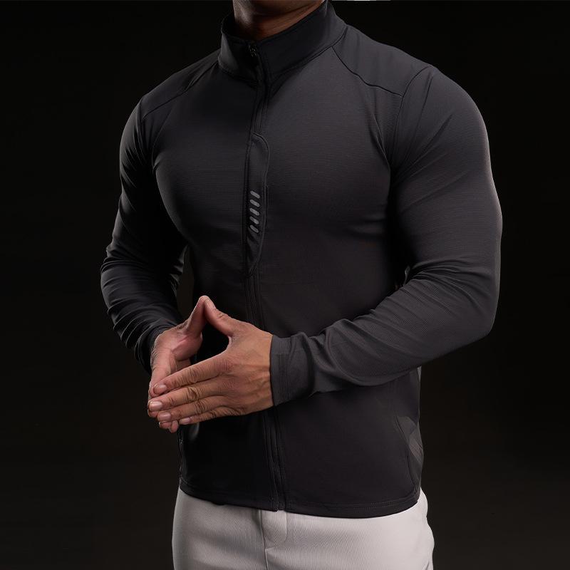 Новая быстросохнущая футболка с длинным рукавом из ледяного шелка, мужская повседневная спортивная эластичная фитнес-футболка для улицы, топ для мужчин