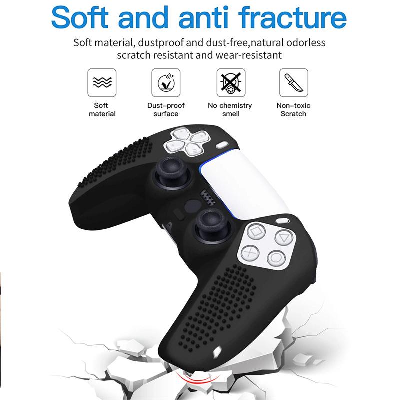 1Set Anti-Slip Soft Silicone Protective Cover Case With 10 Thumb Grip Caps For PS5 Controller Skin Accessories