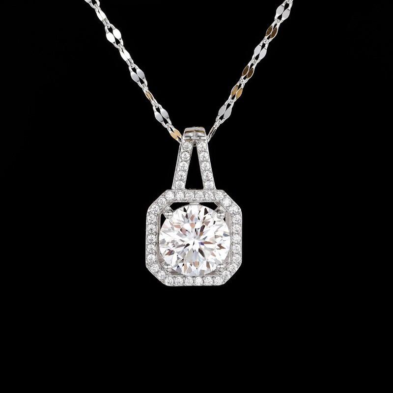 Ожерелье с подвеской из квадратного куба муассанита - серебро 925 пробы, европейская и американская мода высокого класса для женщин