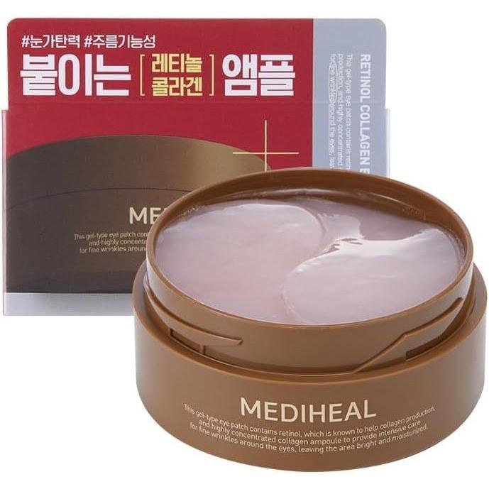 MEDIHEAL Ретинол Коллаген Ампульный Патч для Глаз 60 шт 103 г Маска Гелевый Пакет Тусклость Упругость Выравнивание Тона Уход Под Глазами Морщины