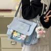 Cute College Style Girl Messenger Bag Japanese Ins Student Large Capacity Versatile Mailman Bag Transparent Pain Bag