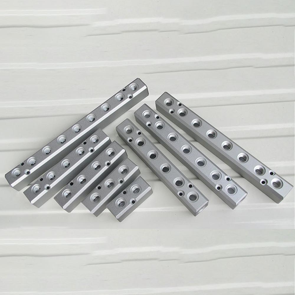 Пневматический алюминиевый коллекторный блок-распределитель BSP 1/2" В G1/4" Выход 2 3 4 5 6 7 8 9 10 направлений 30x30 мм