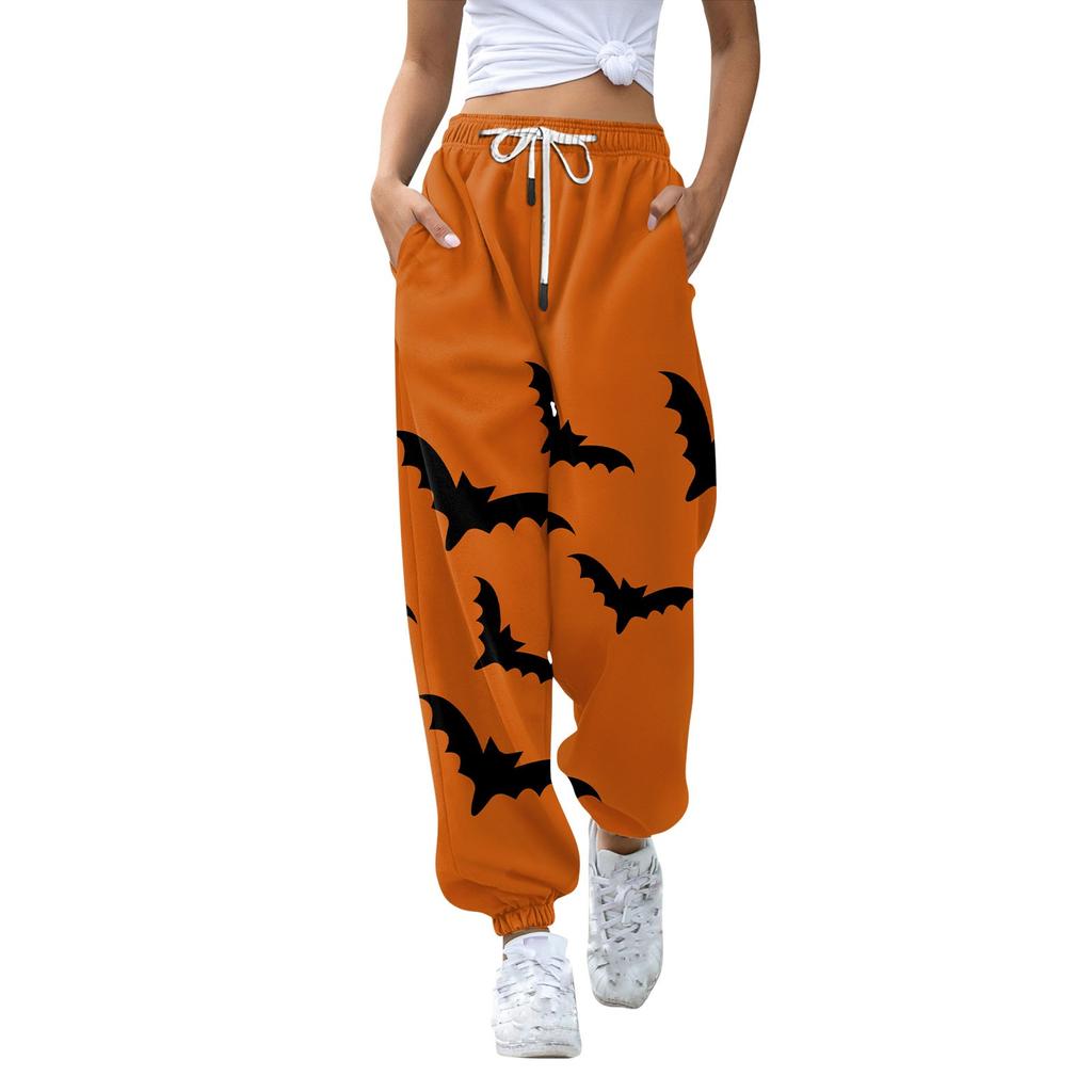 Women's Casual Pants Print High Waist Drawstring Sweatpants With Pockets