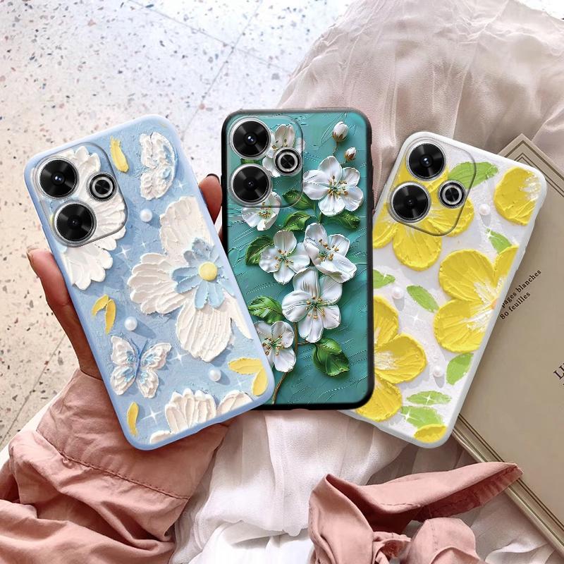 Fashion Flowers Case For iPhone Samsung A55 S24 FE S25 M35 A06 Xiaomi Redmi Note 13 Pro 14C Huawei Honor 200 Shockproof Anti-Scratch Matte Phone Cover