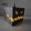 Halloween Spliced Buckle Ornament Wooden Pumpkin Candle Holder, Jack O Lantern Demon Face Box Easy Assembly Decor Decor, Tabletop Centerpiece