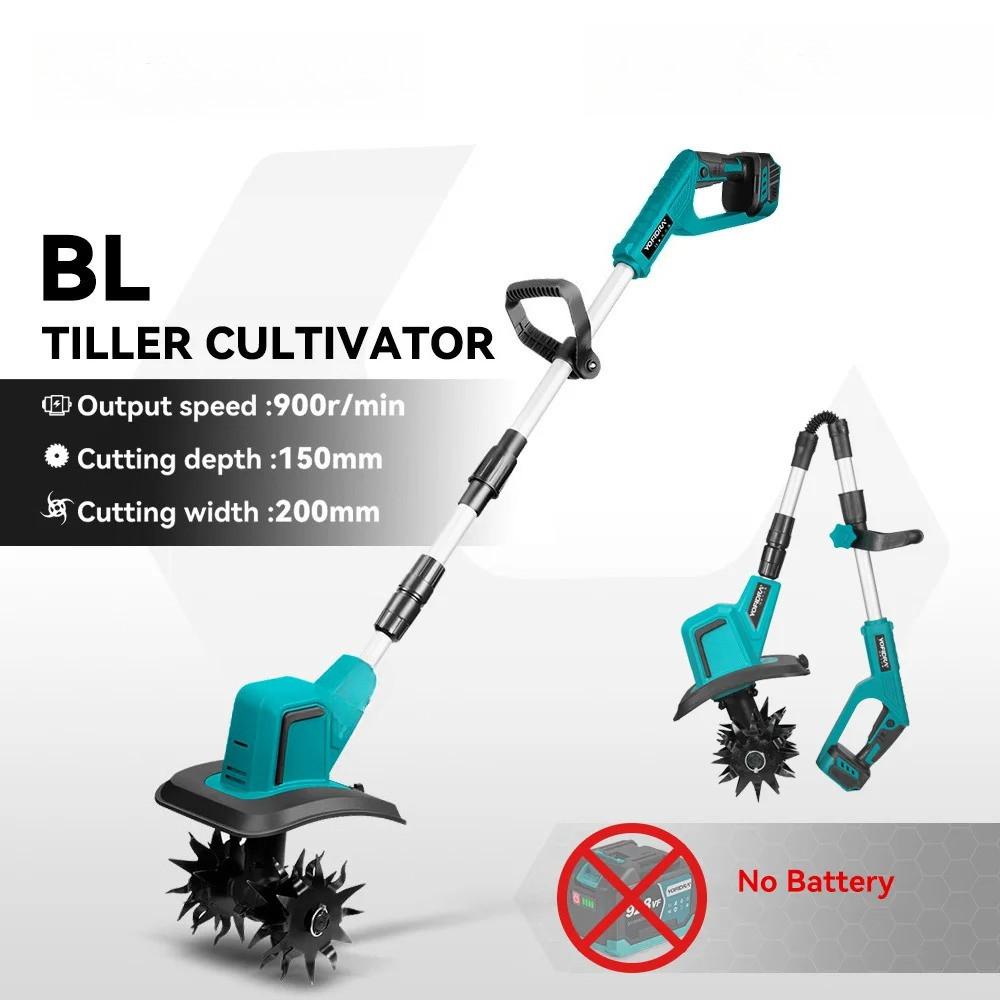 1500W Brushless Electric Garden Tiller Height Adjustable Rototiller Garden Lawn Trimmer Soil Cultivation Power Tool