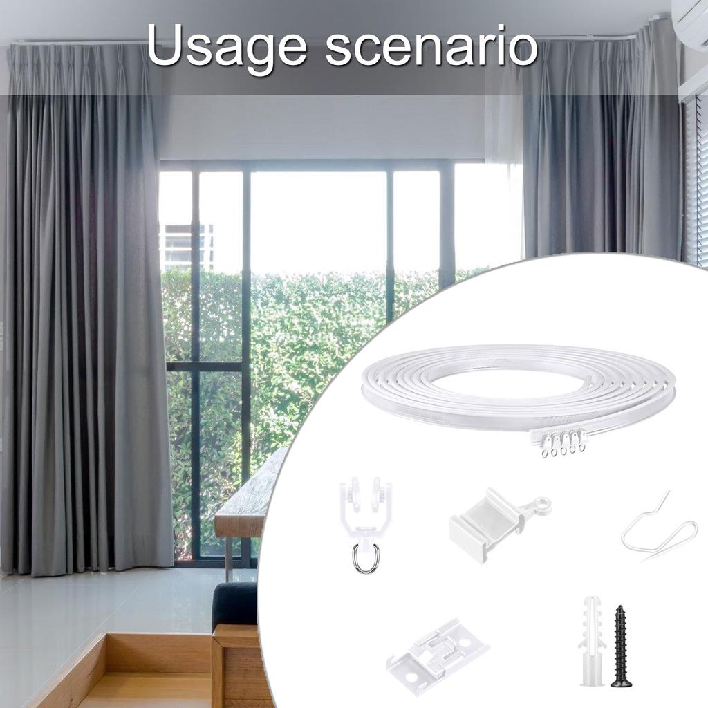 Гибкий комплект карнизов для потолочных штор 5/10/20 м, гибкие изогнутые монтажные комплекты с крючками и роликами, оконные разделители