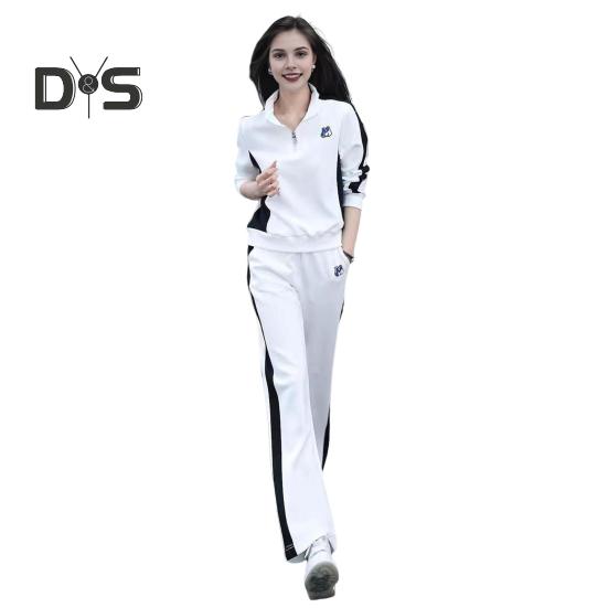 2 шт./компл. комплект женской спортивной одежды с длинными рукавами, соответствующие цветам, толстовка с воротником-стойкой и эластичной резинкой на талии, широкие брюки, спортивная одежда, повседневная одежда